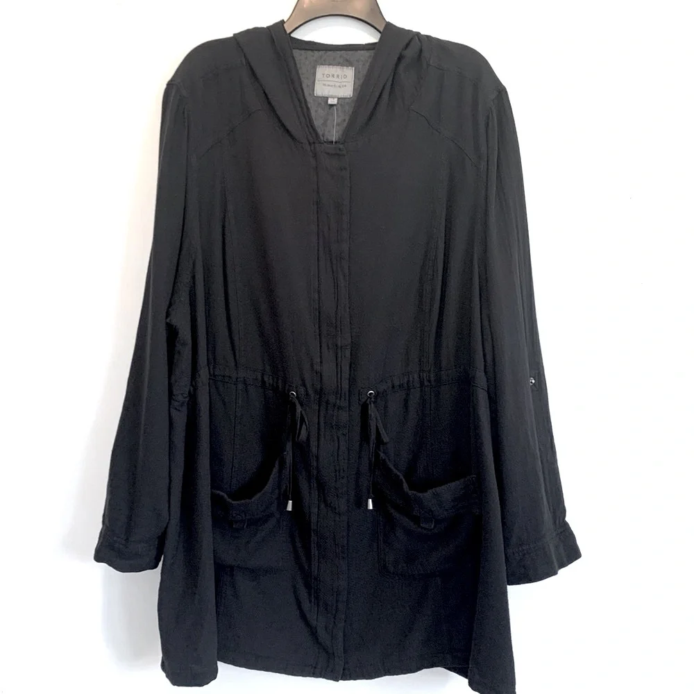 Torrid Anorak Hooded BLACK Chore Utility Jacket 4X